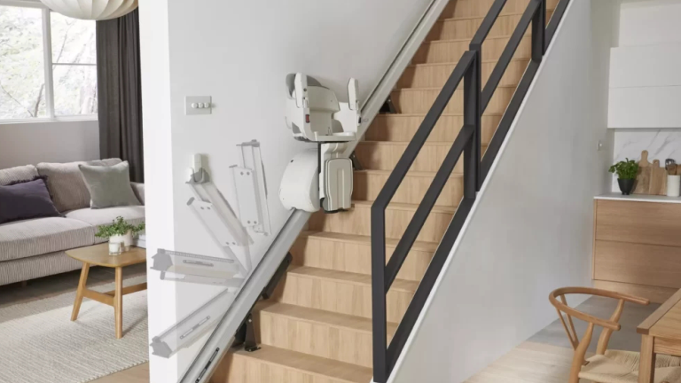 AccessBDD HomeGlide straight indoor stair lift with slim aluminum rail - ELECTROPEDIC